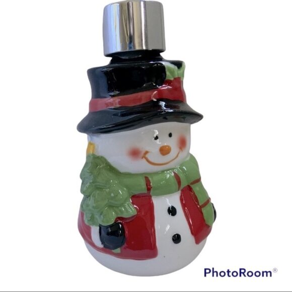 Snowman Ceramic Soap Lotion Pump Dispenser Glazed Hand Painted Christmas Festive - Picture 5 of 9